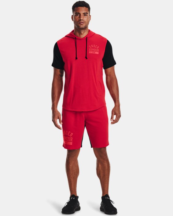 Men's UA Rival Terry Colorblock Short Sleeve Hoodie, Red, pdpMainDesktop image number 2